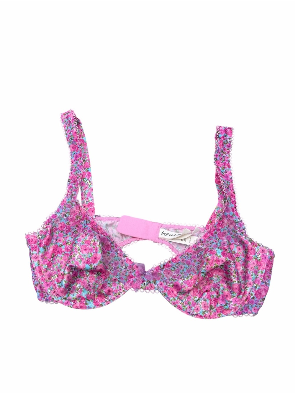 For Love & Lemons Pink Floral Underwire Bra small